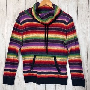 Ralph Lauren Active Stripe Cowl Neck Drawstring Sweater Size Large